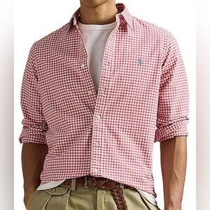 Ralph Lauren Polo Men’s Red/White Gingham Button Down Shirt Large